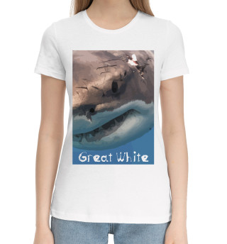 Хлопковая футболка для девочек Great White