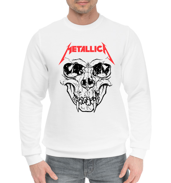 Мужской хлопковый свитшот с изображением Metallica цвета Белый