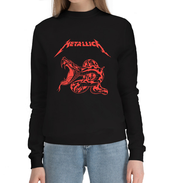 Женский хлопковый свитшот с изображением Metallica цвета Черный