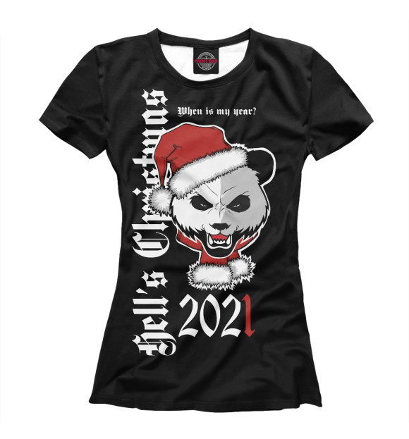 Женская футболка с изображением Злой панда цвета Белый