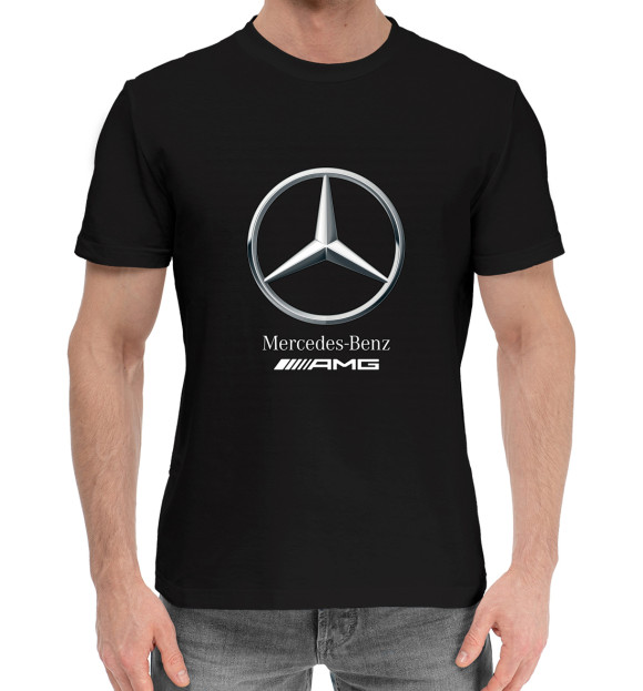 Мужская хлопковая футболка с изображением Mercedes / Мерседес цвета Черный