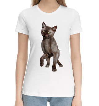 Женская хлопковая футболка Танцующий кот