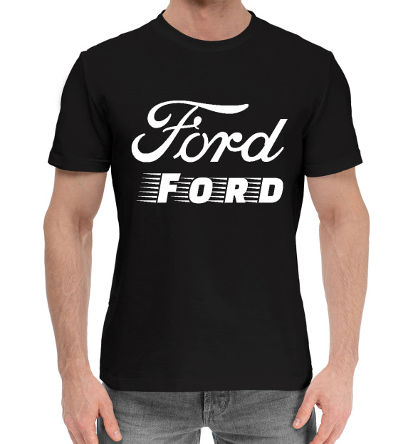 Мужская хлопковая футболка с изображением Ford | Ford цвета Черный