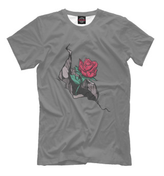 Мужская футболка Трещина с розой