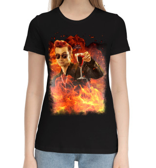 Женская хлопковая футболка Кроули в огне