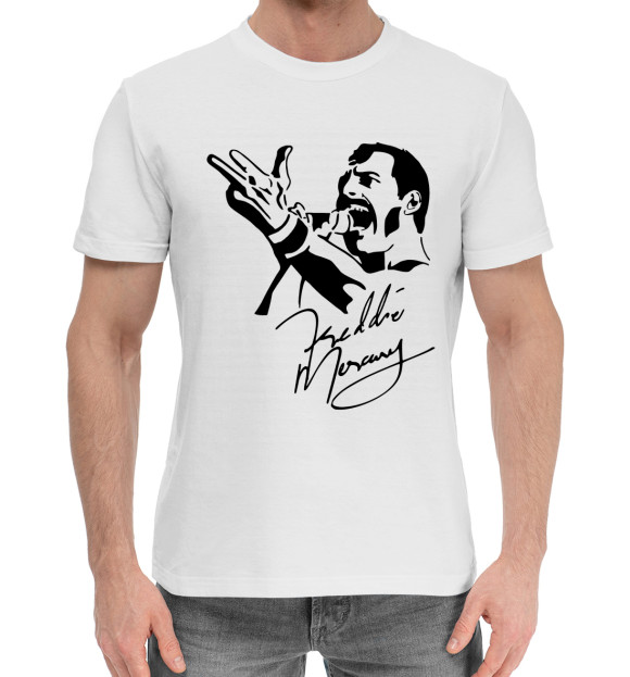 Мужская хлопковая футболка с изображением Фредди Меркьюри цвета Белый