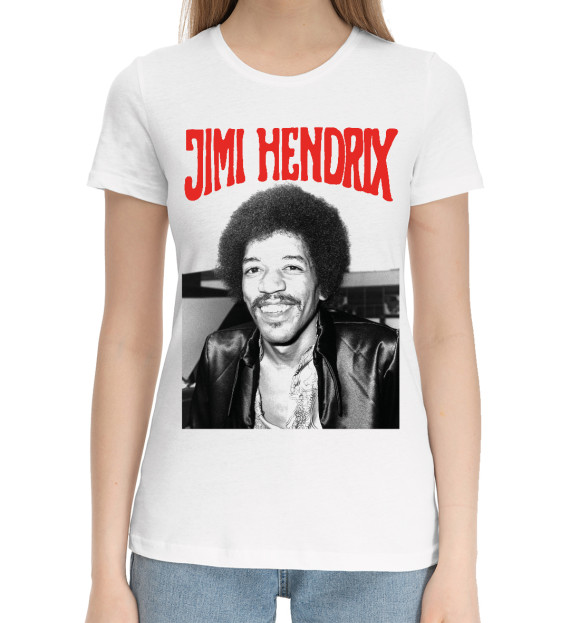 Женская хлопковая футболка с изображением Jimi hendrix цвета Белый