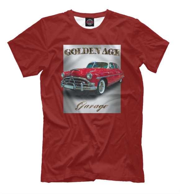Мужская футболка с изображением Ретро автомобиль Hudson Hornet цвета Белый