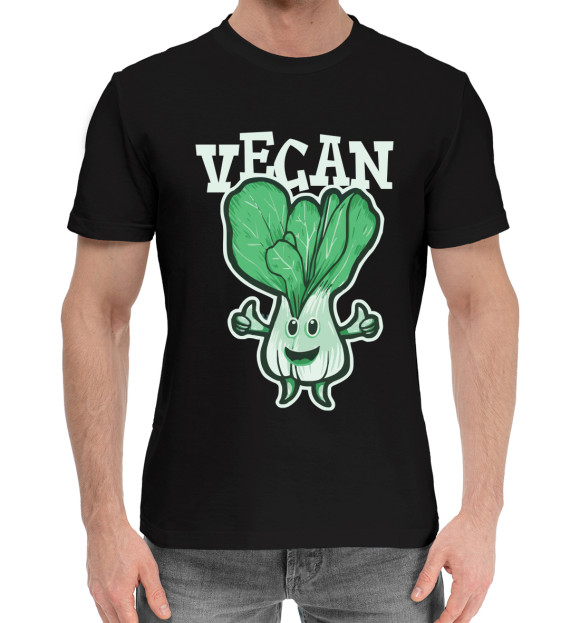 Мужская хлопковая футболка с изображением Веган цвета Черный