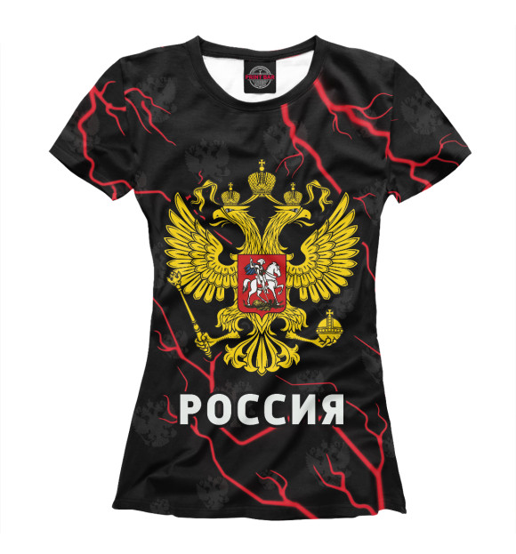 Женская футболка с изображением Россия / Russia цвета Белый