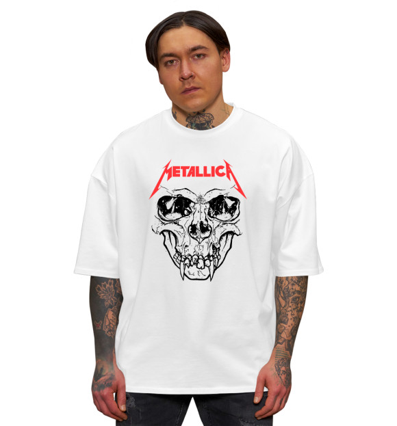 Мужская футболка оверсайз с изображением Metallica цвета Белый