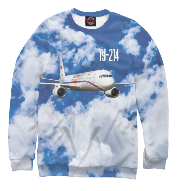 Свитшот для девочек с изображением Самолет Ту-214 цвета Белый
