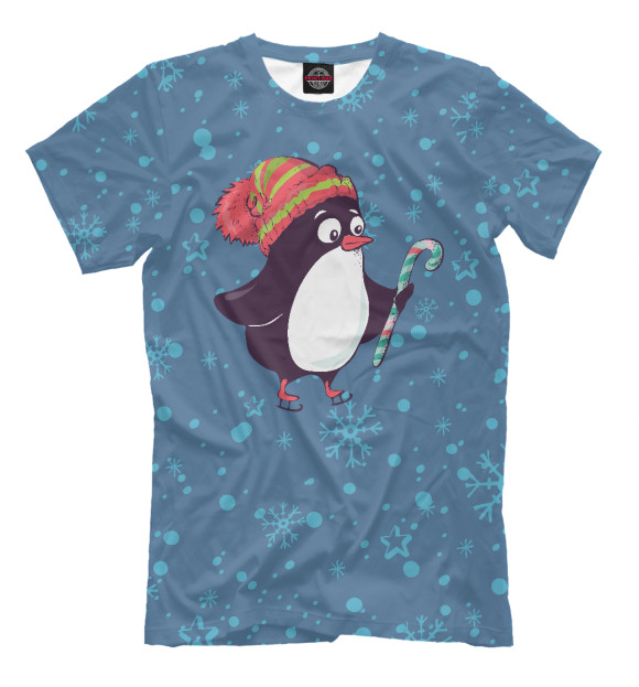 Мужская футболка с изображением Пингвин цвета Белый