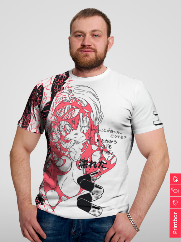 Мужская футболка с изображением Anime girl цвета Белый