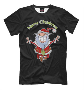 Мужская футболка Веселый Санта Клаус