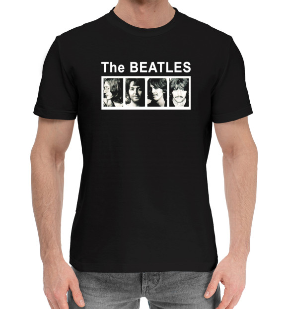 Мужская хлопковая футболка с изображением The Beatles -The Beatles цвета Черный