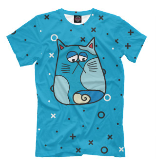 Мужская футболка Синий грустный кот