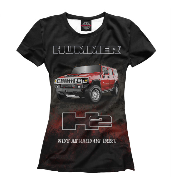 Женская футболка с изображением Hummer H2 на черном цвета Белый