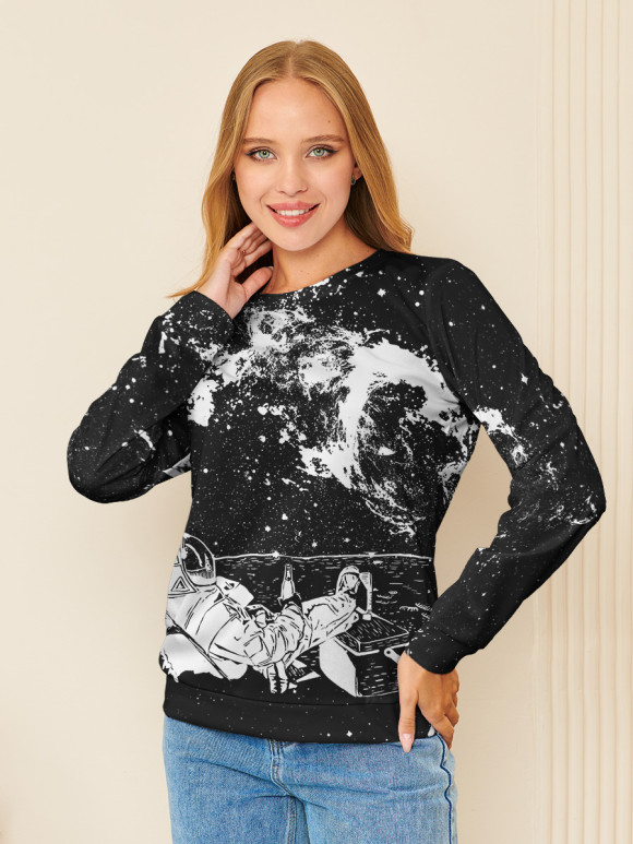 Женский свитшот с изображением Космонавт цвета Белый