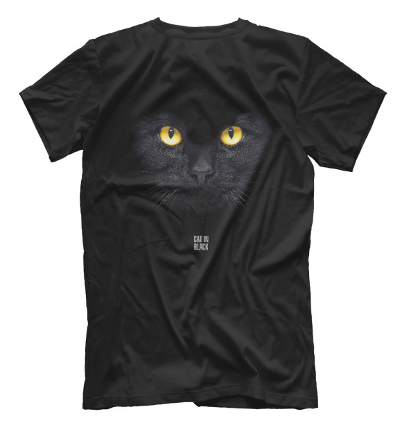 Мужская футболка с изображением Cat In Black цвета Белый