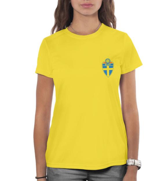 Женская футболка с изображением Сборная Швеции цвета Белый