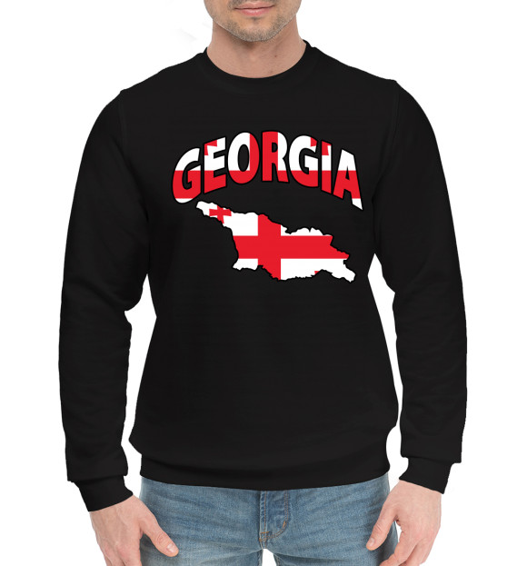 Мужской хлопковый свитшот с изображением Грузия цвета Черный