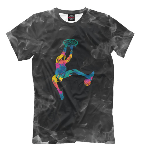 Мужская футболка с изображением Basketball Dunk Colorful цвета Белый