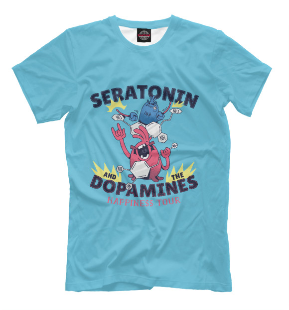 Мужская футболка с изображением Серотонин и дофамин цвета Белый