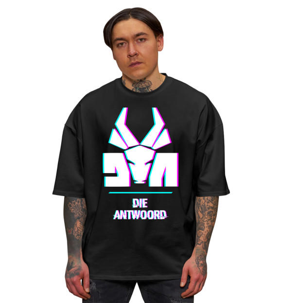 Мужская футболка оверсайз с изображением Die Antwoord Glitch Rock цвета Черный