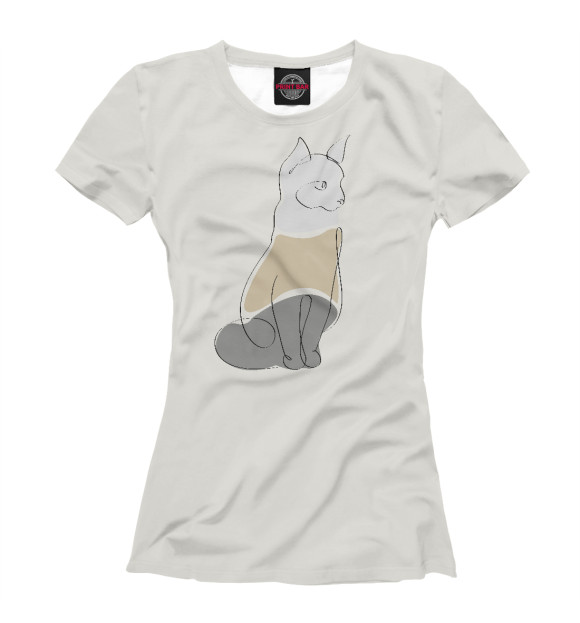 Женская футболка с изображением Кот трехцветный цвета Белый