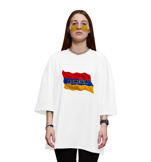 Женская футболка оверсайз с изображением Армения цвета Белый