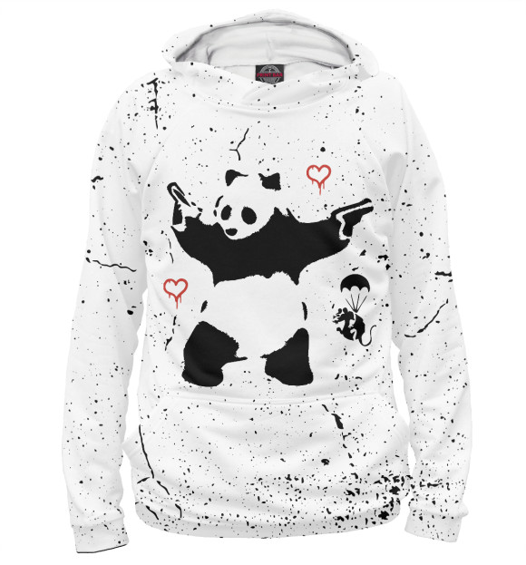 Худи для девочки с изображением Banksy Бэнкси панда цвета Белый