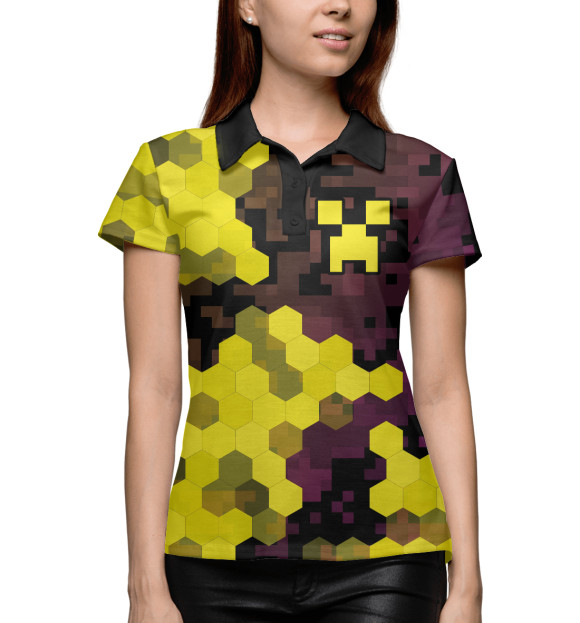 Женское поло с изображением Minecraft / Майнкрафт цвета Белый