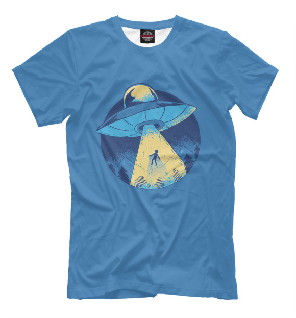Мужская футболка с изображением Alien abduction цвета Белый