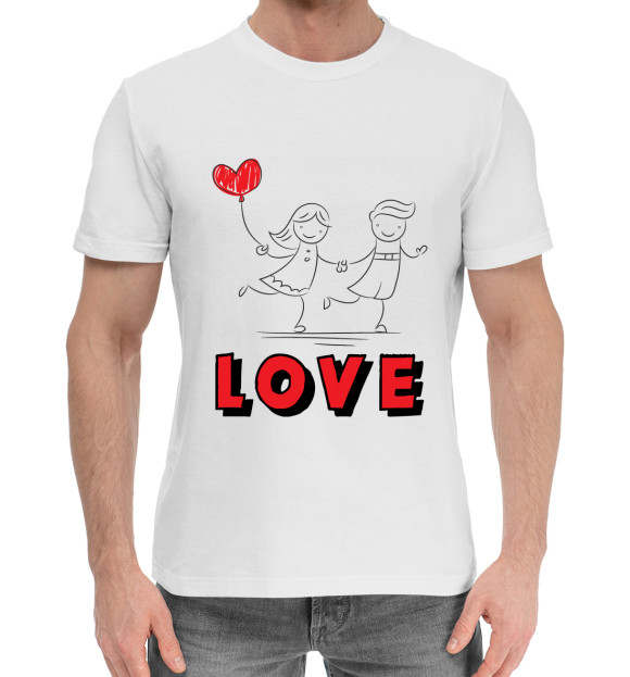 Мужская хлопковая футболка с изображением LOVE#3 цвета Белый