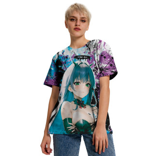 Женская футболка Тянка с голубыми волосами