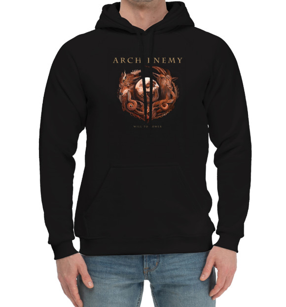 Мужской хлопковый худи с изображением Arch Enemy цвета Черный