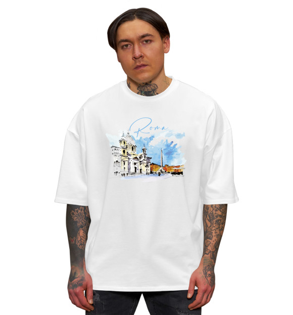 Мужская футболка оверсайз с изображением Italy, Rome цвета Белый