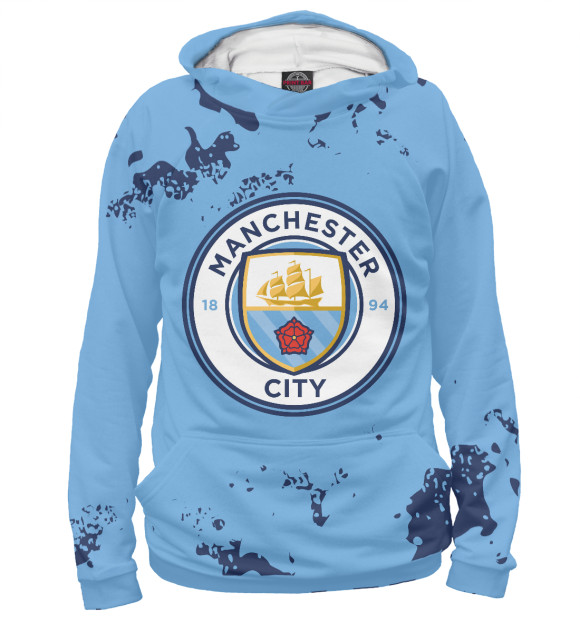 Худи для мальчика с изображением Manchester City / Манчестер Сити цвета Белый