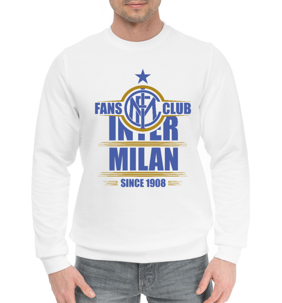 Мужской хлопковый свитшот с изображением Inter Milan цвета Белый