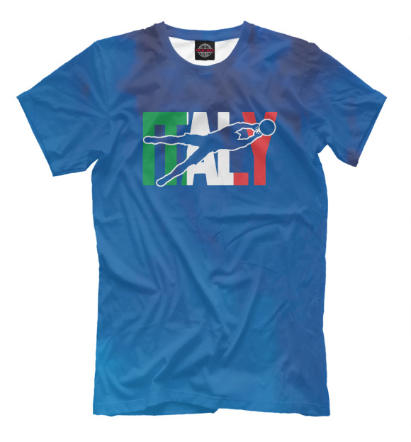 Мужская футболка с изображением Italy Soccer цвета Белый