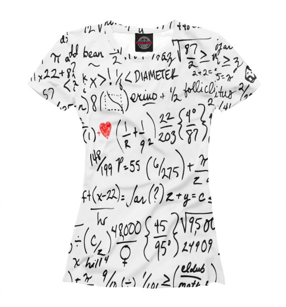 Женская футболка с изображением Математические Формулы цвета Белый