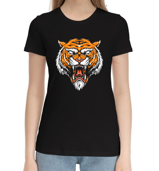 Женская хлопковая футболка Злой тигр