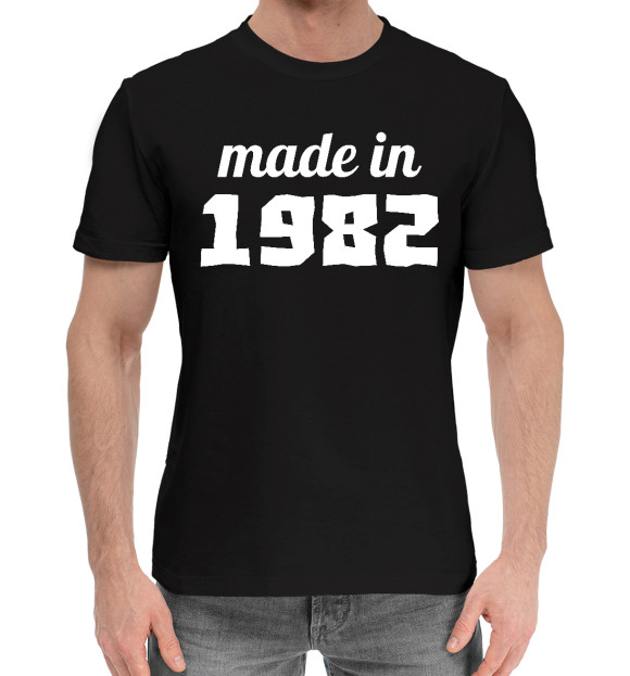 Мужская хлопковая футболка с изображением Made in 1982 цвета Черный