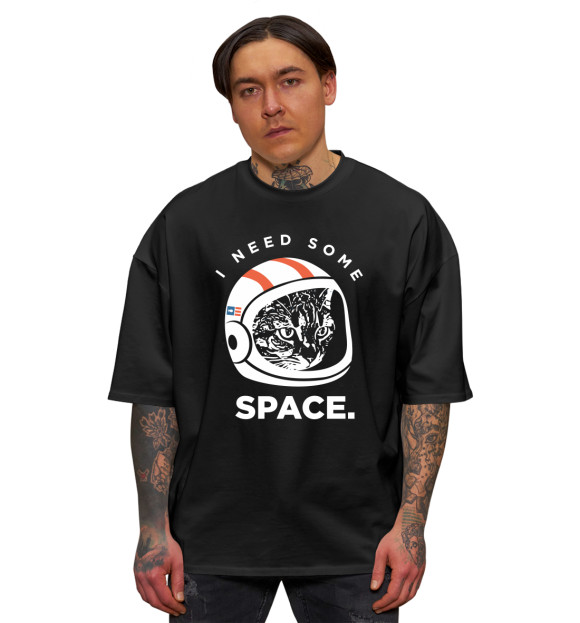 Мужская футболка оверсайз с изображением Need Some Space цвета Черный