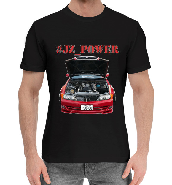 Мужская хлопковая футболка с изображением JZ_POWER Ver.1 цвета Черный