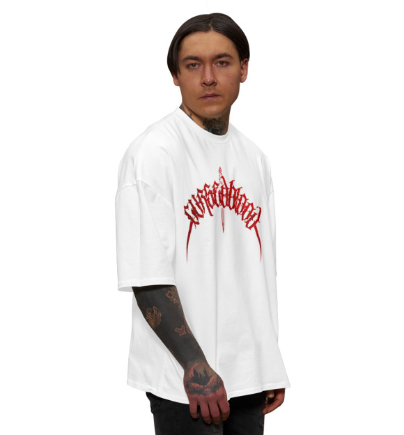 Мужская футболка оверсайз с изображением Cursed Blood цвета Белый