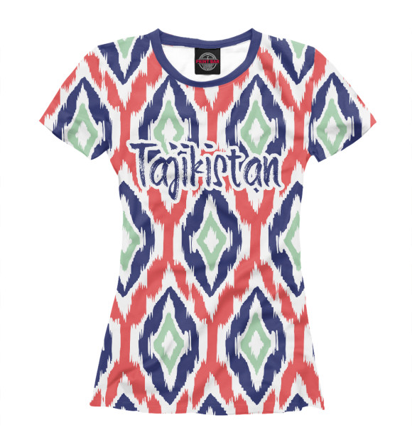Женская футболка с изображением Tajikistan цвета Белый