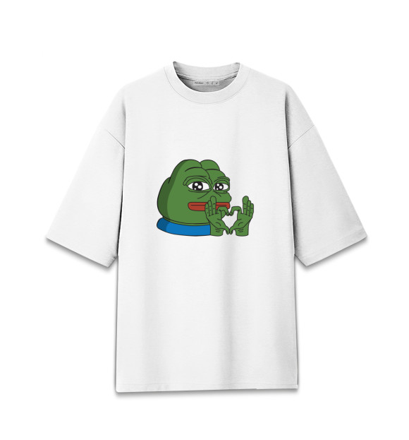 Мужская футболка оверсайз с изображением Pepe, pepe love цвета Белый