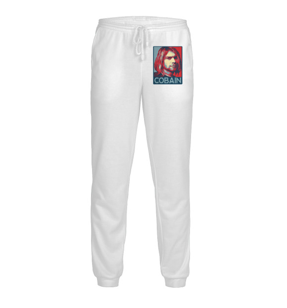 Мужские спортивные штаны с изображением Kurt Cobain (Nirvana) цвета Белый